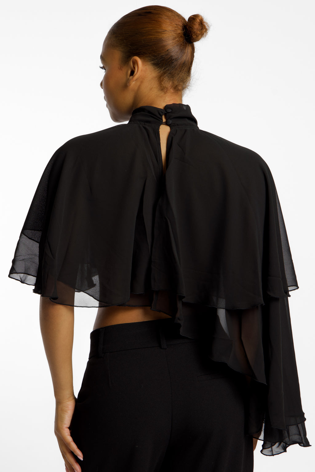 VEIL TOP I Black Sheer Layering Top