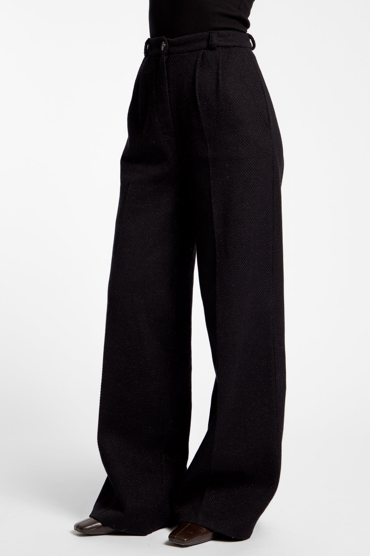 SABLE TROUSER I Schwarze weite Hose